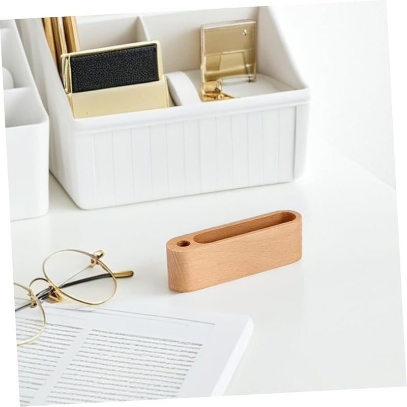 Veemoon 2Pcs Natural Wood Grain Business Card Holder Stand Desk Organizer for Office and Home - Image 5